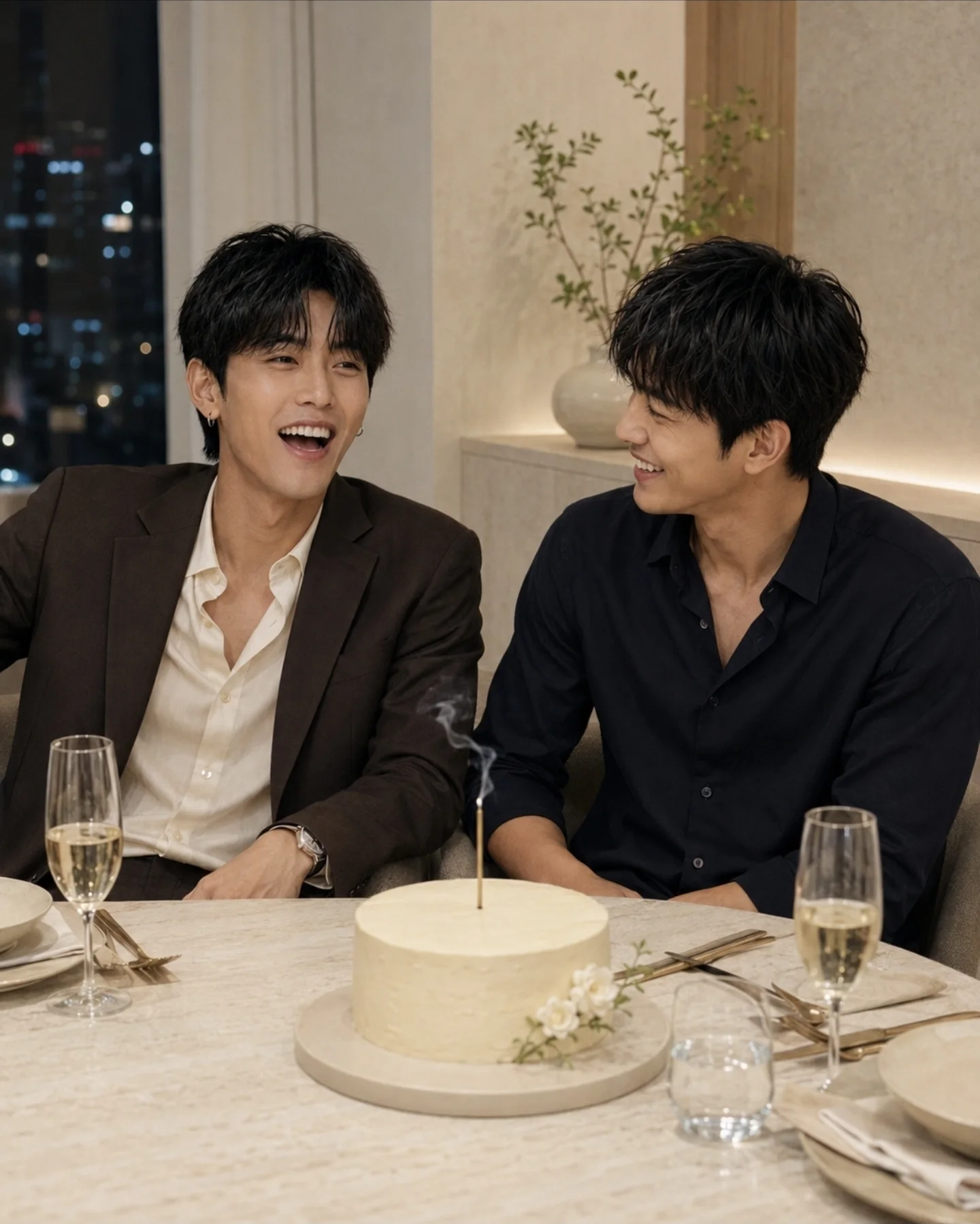 Lee Joon-Seok sharing a candid closing moment at the birthday table.