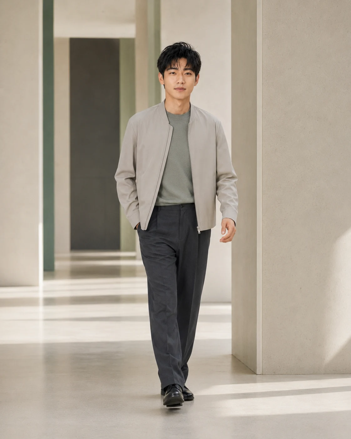 Park Tae-Jin in a relaxed full-frame contemporary architectural portrait.